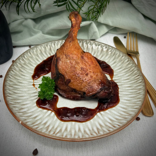 Gekonfijte eendenbout met vijgen en balsamico