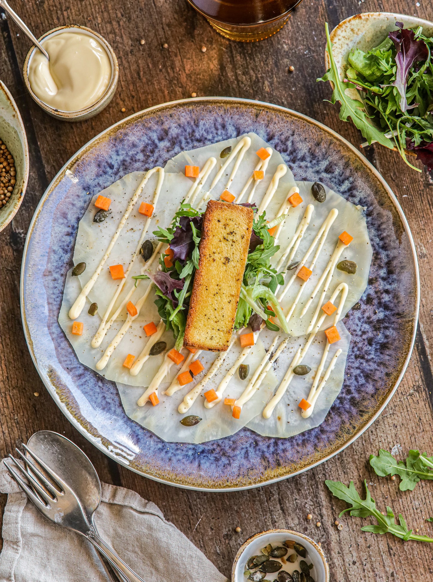 Geroosterde Knolselderijcarpaccio (Vegan)